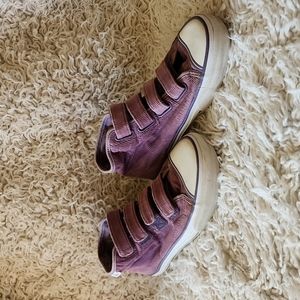 Vans purple corduroy velcro shoes